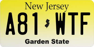 NJ license plate A81WTF