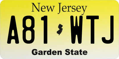 NJ license plate A81WTJ
