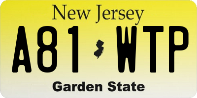 NJ license plate A81WTP