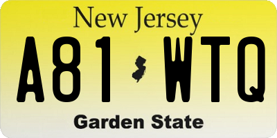 NJ license plate A81WTQ