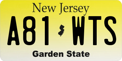 NJ license plate A81WTS