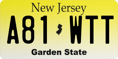 NJ license plate A81WTT