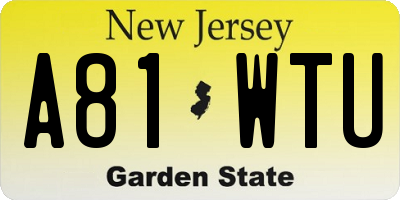 NJ license plate A81WTU