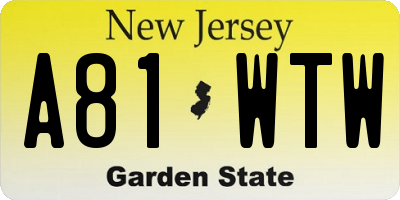 NJ license plate A81WTW
