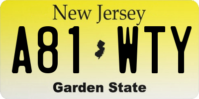 NJ license plate A81WTY
