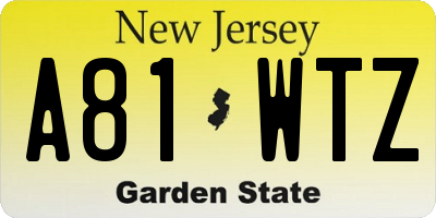 NJ license plate A81WTZ