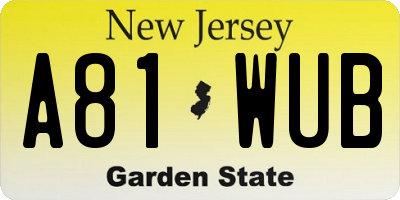 NJ license plate A81WUB