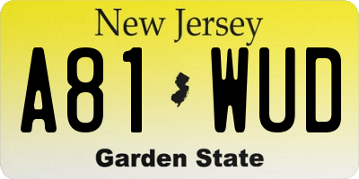 NJ license plate A81WUD