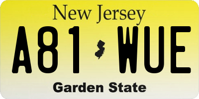 NJ license plate A81WUE