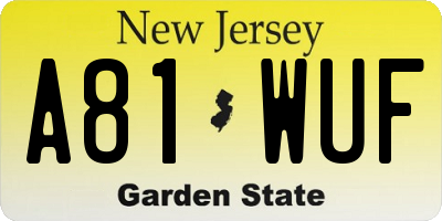 NJ license plate A81WUF