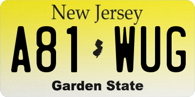 NJ license plate A81WUG