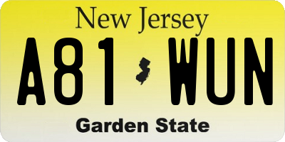 NJ license plate A81WUN