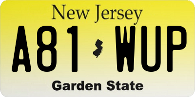 NJ license plate A81WUP