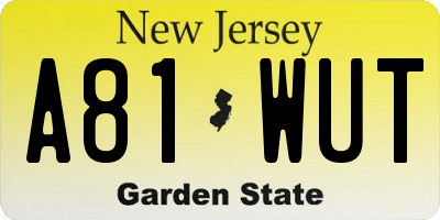 NJ license plate A81WUT