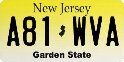 NJ license plate A81WVA