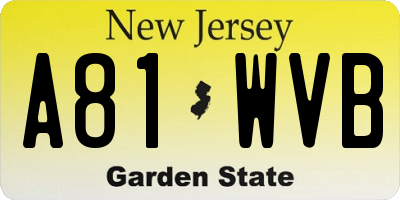 NJ license plate A81WVB