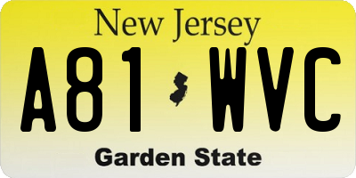 NJ license plate A81WVC