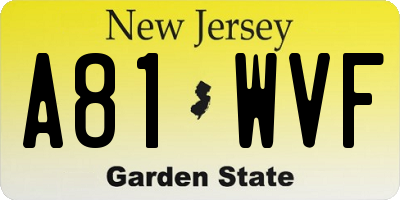 NJ license plate A81WVF