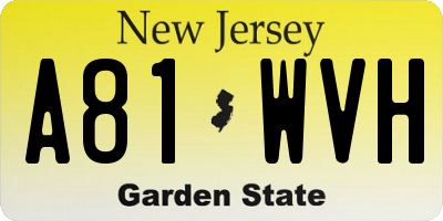NJ license plate A81WVH