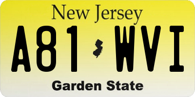 NJ license plate A81WVI