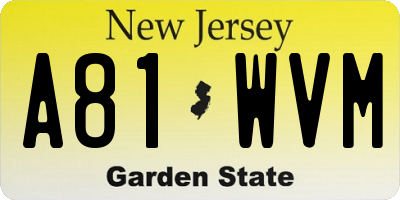 NJ license plate A81WVM