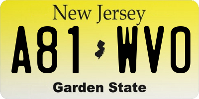 NJ license plate A81WVO