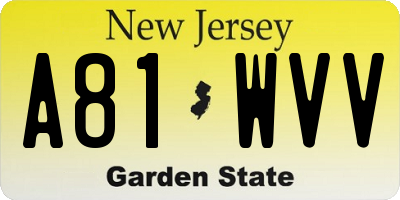 NJ license plate A81WVV