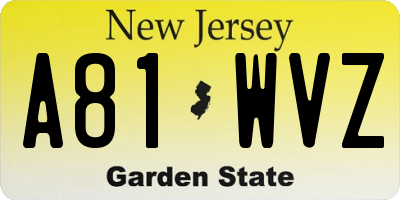 NJ license plate A81WVZ