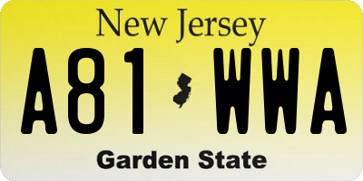 NJ license plate A81WWA