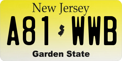 NJ license plate A81WWB