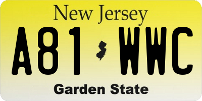 NJ license plate A81WWC