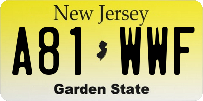 NJ license plate A81WWF