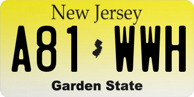 NJ license plate A81WWH