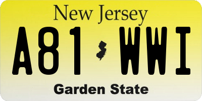 NJ license plate A81WWI