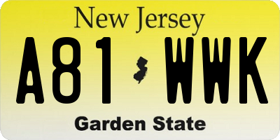 NJ license plate A81WWK