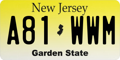 NJ license plate A81WWM