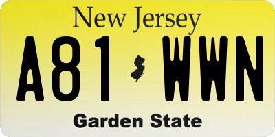 NJ license plate A81WWN