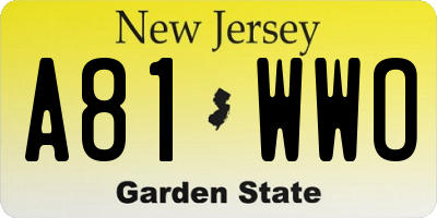 NJ license plate A81WWO