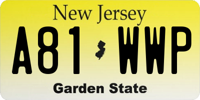 NJ license plate A81WWP