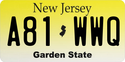 NJ license plate A81WWQ