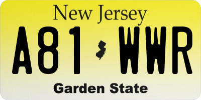 NJ license plate A81WWR