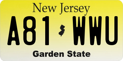 NJ license plate A81WWU