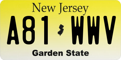 NJ license plate A81WWV