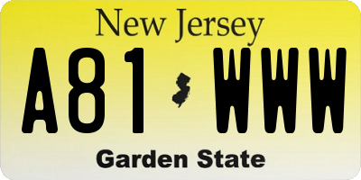 NJ license plate A81WWW