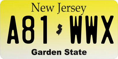 NJ license plate A81WWX