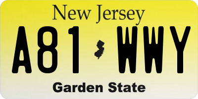 NJ license plate A81WWY