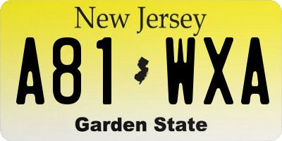NJ license plate A81WXA