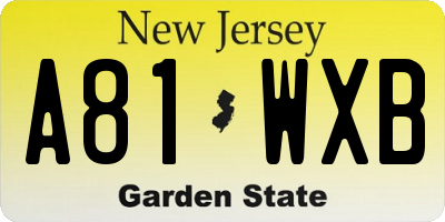 NJ license plate A81WXB