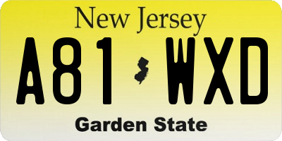 NJ license plate A81WXD