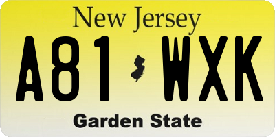 NJ license plate A81WXK